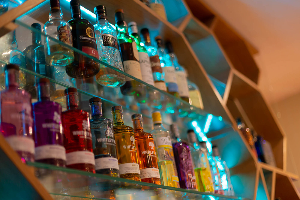 Spirit Bottles on Bar